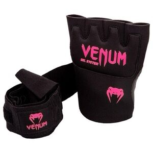 Venum "Kontact" GEL PRO WRAP gloves SET BLACK w/Neon Pink VENUM printing